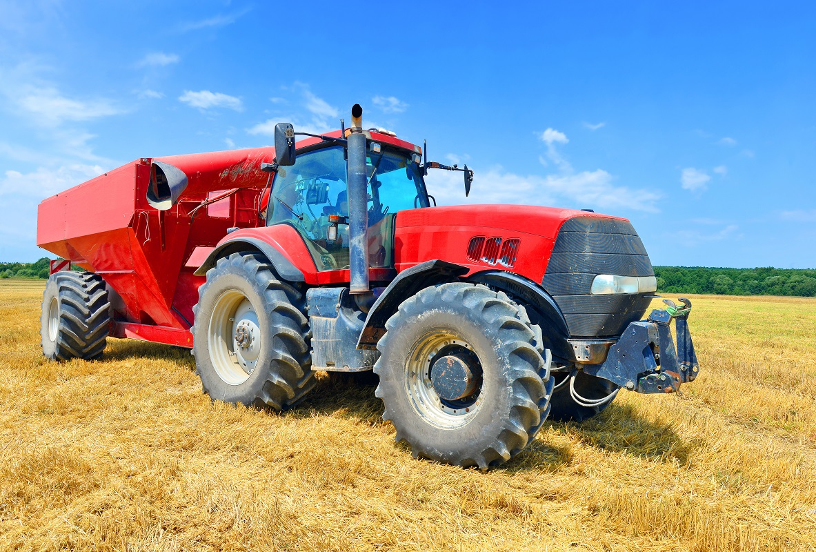 red tractor on the farm